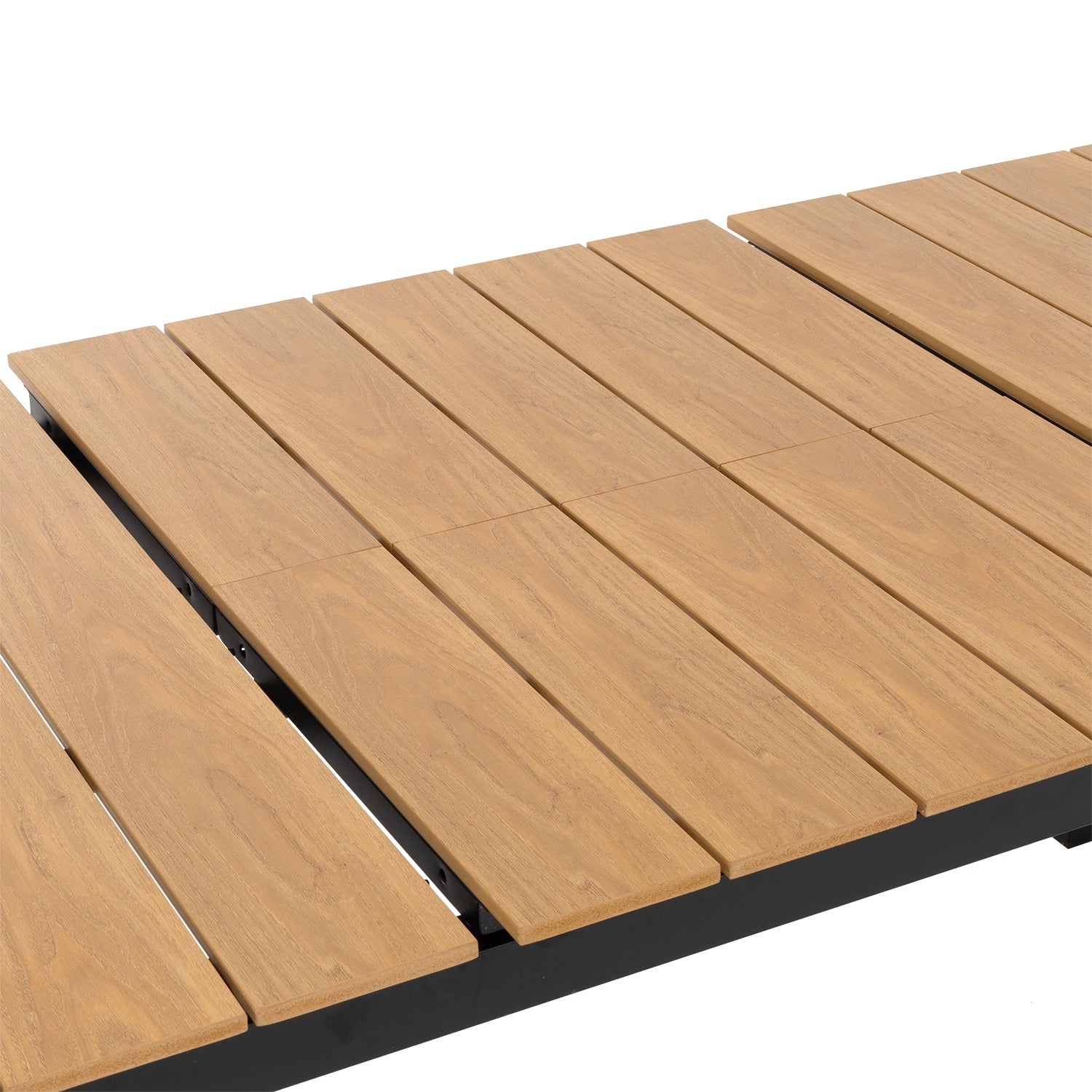 VESTIAMO CASA GIARDINO - Set da giardino 7 pezzi Tavolo Estensibile con 6 Sedie struttura in alluminio Nero e top in Polywood